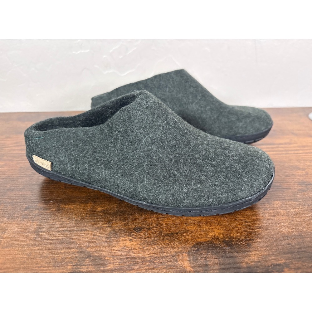 Glerups Charcoal Grey Wool Slipper Clogs Rubber Sole Mens 4 Womens 6 EU 36